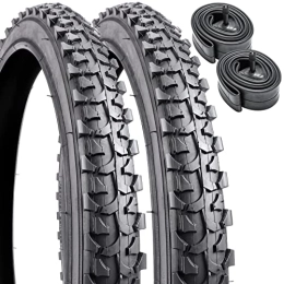 YunSCM Spares 2 Pack 20" Mountain Bike Tyres 20" x 1.95" (50-406) Plus 2 Pack 20" Bike Tubes Compatible with 20x1.95 Bike Tyre and Tubes (P1016-Black)