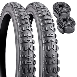 YunSCM Spares 2 Pack 20" Mountain Bike Tyres 20 x 1.95 (53-406) Plus 2 Pack 20" Bike Tubes Compatible with 20x1.95 Bike Tyre and Tubes (P1063-Black)