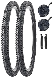 SIMEIQI Mountain Bike Tyres 2 Pack Bike Tire 24 26 27.5 X 1.95 Inch Folding Replacement Bike Tire with Tire Levers Foldable Bead Wire Bicycle Tire for Mountain Bike MTB (26 X 1.95 2 Tires 2 Tubes)