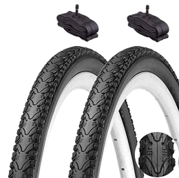 Kenda Mountain Bike Tyres 2 Tires Kenda 700x45C (29 x 1.75) + Chambers America Demi Slick Gravel Tyre Adult Trekking MTB Hybrid