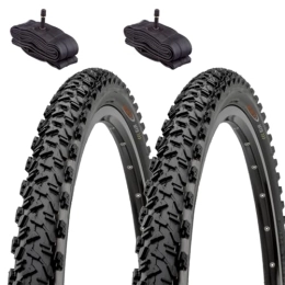ECOVELO Mountain Bike Tyres 2 tyres 26 x 2.10 cm (56-559) + America tyres black pocket mountain bike MTB unisex