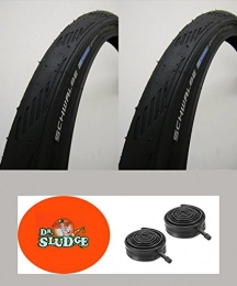 Baldwins & Schwalbe Spares 2 x Schwalbe City Jet 26" x 1.95" Mountain Bike Slick Cycling Commuting Tyre & Schrader Valve PUNCTURE RESISTANT DR Sludged Tubes Deal (Pair of tyres and tubes)