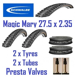 Schwalbe / RUD Mountain Bike Tyres 2 x Schwalbe MAGIC MARY 27.5 x 2.35 Mountain Bike Tyres & 2 x Schwalbe Inner Tubes With Presta Valves