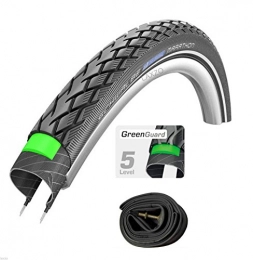 Schwalbe Spares 2 X Schwalbe Marathon HS 420 Wired Tyre - Free Tube Schrader 2 Pcs (ETRTO 37-590 (26 x 1 3 / 8 Inch))