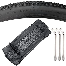 26 Inch Mountain Bike Tire, 26x1.95 Bike Tire for MTB Mountain Bicycle, Folding Bead Replacement Tire 3 Steel Tire Levers