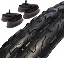 ASC Spares ASC 2x Bicycle Bike Tyres & Tubes (Schrader Valve) - 20 x 1.95 Tyres - Off Road Tread For Kids Mountain Bike (Tyres & Tubes - OffRoad Tread)