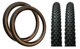 Baldwins Spares Baldwins PAIR Baldy's 27.5 x 2.25 Mountain Bike Classic Brown Wall Off Road TYRES, Black with Brown Wall