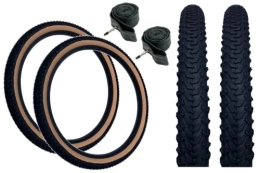 Baldy's Mountain Bike Tyres Baldy's PAIR 24 x 1.95 Kids Childrens Mountain Bike Off Road AMBER WALL Tyres & Presta Valve Tubes (Pack of 2)