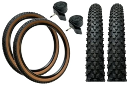 Baldwins Spares Baldy's PAIR 26 x 2.10 CLASSIC BROWN WALL Off Road Knobby Tread Tyres & Presta Valve Tubes for MTB Mountain Bikes (Pack of 2)