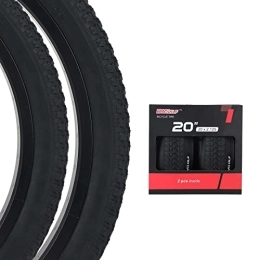 BWSHLF 20inch Mountain Bike Tires, 20 x 2.125 Inch, 2 Pack Replacement Black Folding MTB Bicycle Tire, Black Sidewall