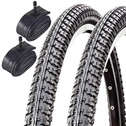 CST Mountain Bike Tyres CST Raleigh T1345 26" x 1.75 Centre Raised Tread Mountain Bike Tyres with Schrader Tubes (Pair)