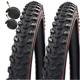 CST Mountain Bike Tyres CST T1290 Eiger Redline 26" X 2.35 Bike Tyres with Presta Inner Tubes (Pair)
