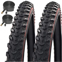 CST Mountain Bike Tyres CST T1290 Eiger Redline 26" X 2.35 Bike Tyres with Schrader Inner Tubes (Pair)