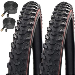 CST Mountain Bike Tyres CST T1310 Eiger Redline 26" X 1.95 Mountain Bike Tyres with Schrader Inner Tubes (Pair)