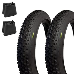 ECOVELO Mountain Bike Tyres EBA26FBE 2 COVERS 26 X 4.0 (100-559) + ROOMS WITH V.A. TYRES FOR FAT BIKE TIRES MTB 26 X 4
