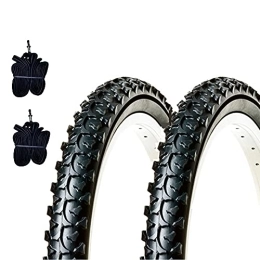 ECOVELO Mountain Bike Tyres Ecovelò 2 COVERS 20 X 1.95 (50-406) + ROOMS Black Rubber Tires MTB Child Mountain Bike