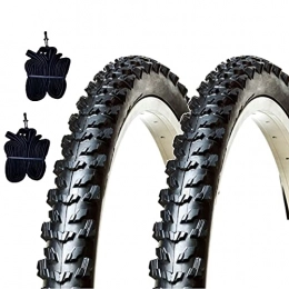 ECOVELO Mountain Bike Tyres Ecovelò Unisex-Children 2 COPERTONI MTB 24 X 1.95 (50-507) + CAMERE 2 Covers Rooms, Black