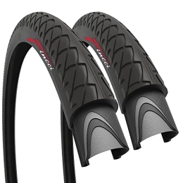Fincci Mountain Bike Tyres Fincci Pair 26 x 1.95 Inch 50-559 Foldable Slick Tyres for Road Mountain Hybrid Bike Bicycle (Pack of 2)