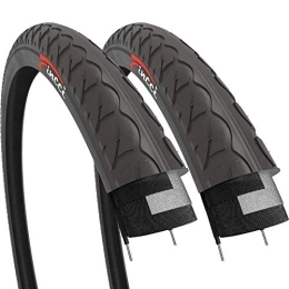 Fincci Mountain Bike Tyres Fincci Pair 26x1 3 / 8 Tyre 37-590 for Cycle Road Slick Mountain MTB Hybrid Bike Bicycle with 26 inch Tyres - Pack of 2