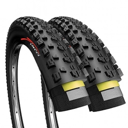 Fincci Mountain Bike Tyres Fincci Pair 27.5 x 2.25 Inch 57-584 Foldable 60 TPI All Mountain Enduro Tires with Nylon Protection for MTB Hybrid Bike Bicycle - Pack of 2