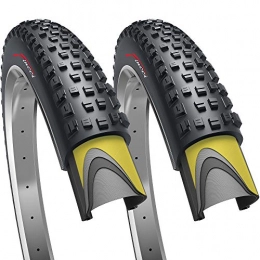 Fincci Mountain Bike Tyres Fincci Pair 27.5 x 2.35 Inch 60-584 Foldable 60 TPI All Mountain Enduro Tires with Nylon Protection for MTB Hybrid Bike Bicycle - Pack of 2