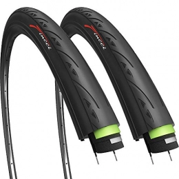 Fincci Mountain Bike Tyres Fincci Pair 700 x 25c 25-622 Tyres with 3mm Antipuncture Protection 60TPI for Cycle Race Road Racing Touring Bicycle Bike (Pack of 2)