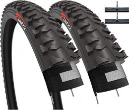 Fincci Spares Fincci Set Pair 20 x 1.75 Inch 47-406 Tyres with Presta Inner Tubes for BMX MTB Mountain Offroad or Kids Childs Bike Bicycle (Pack of 2)