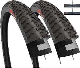 Fincci Mountain Bike Tyres Fincci Set Pair 20 x 1.95 Inch 53-406 Tyres with Presta Inner Tubes for BMX MTB Mountain Offroad or Kids Childs Bike Bicycle (Pack of 2)