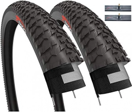 Fincci Mountain Bike Tyres Fincci Set Pair 20 x 1.95 Inch 53-406 Tyres with Schrader Inner Tubes for BMX MTB Mountain Offroad or Kids Childs Bike Bicycle (Pack of 2)
