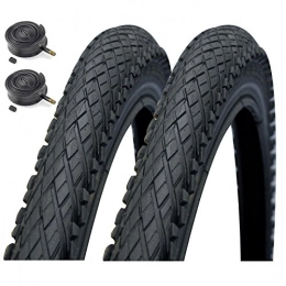 Impac Spares Impac Crosspac 26" x 2.0 Bike Tyres with Schrader Tubes & Ano Adapters (Pair)