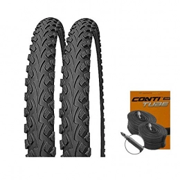 Impac Mountain Bike Tyres Impac Set: 2x Tourpac Black 26x2.0050-559Bicycle MTB Tyres and Conti Tube Race Valve