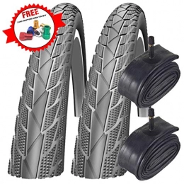 Impac Spares Impac Streetpac 26" x 1.75 Bike Tyres with Schrader Tubes & Ano Adapters (Pair)