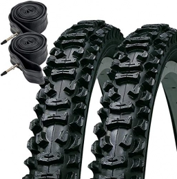 Kenda Spares KENDA Smoke 26" x 2.10 Mountain Bike Tyres with Presta Tubes (Pair) Plus Free Cycle Mitts, 26 x 2.1
