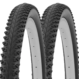 Laxzo Spares Laxzo ® Pair of 26 x 1.95 MTB Mountain Hybrid Bike Bicycle Semi-Slick 30 TPI Tyres Black