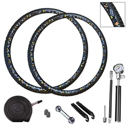 Flower Bike Tire Spares Mountain Bike Tires and Inner Tube Tires - Floral Design - 26x1.95 Inches - Two Bike Tire and Two Inner Tube