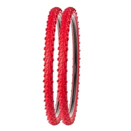 P4B Spares P4B 2 x 24 inch MTB bicycle tyres in red, very good grip in all situations, smooth running, 24 x 1.95, 50-507, for mountain bike, 24 inch bicycle coat.