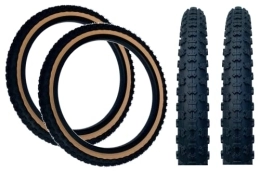 Baldy's Spares PAIR Baldy's 20 x 2.125 BLACK With TAN WALL Kids BMX / Mountain Bike Tyres