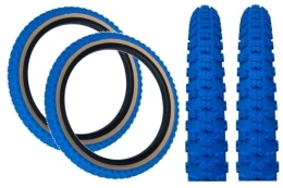 Baldy's Spares PAIR Baldy's 20 x 2.125 BLUE With TAN WALL Kids BMX / Mountain Bike Tyres