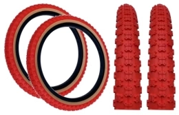 Baldy's Spares PAIR Baldy's 20 x 2.125 RED With TAN WALL Kids BMX / Mountain Bike Tyres