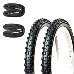 PAIR OF TYRES FOR BICYCLE AND TWO ROOMS 26 X 1.95 BLACK MOUNTAIN BIKE BIKE