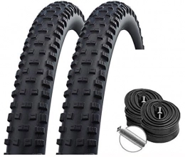 Reifenset Spares Reifenset : Schwalbe Tough Tom MTB Tyres Stud Profile 26 x 2.25 / 57-559 + Schwalbe Inner Tubes Car Valve Pack of 2