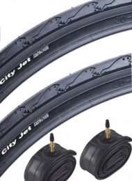 Schwalbe Mountain Bike Tyres Schwalbe 26" x1.50" City Jet MTB Slick Sport Road Fast Rolling Tyre & Inner Tube Deal x 2 (Presta, 26" x 1.50")