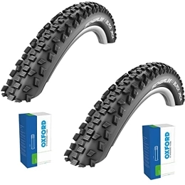 Generic Mountain Bike Tyres Schwalbe Black Jack Mountain Bike Tyres - 26 x 2.00 plus Oxford Schrader Valve Tubes (pair)