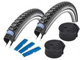Schwalbe Mountain Bike Tyres Schwalbe Marathon Plus Tour 26 in (50-559) bicycle tyres, set of 2, for mountain bike and 2 x inner tubes SV13.