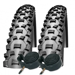 Schwalbe Mountain Bike Tyres Schwalbe Nobby Nic 26 x 2.25 Mountain Bike Performance Tyres Presta Inner Tubes (Pair)