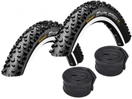 Set Conti Mountain Bike Tyres Set: 2 x Continental Explorer MTB Tyres 26 x 2.10 / 54-559 + 2 Conti Inner Tubes Car Valve