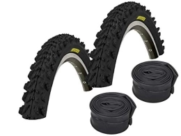 Kenda Mountain Bike Tyres Set: 2 x Kenda Psycho Black MTB Tyre 26x1.95 + Conti Tube Racing Type