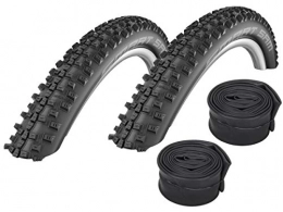 Set-Schwalbe Mountain Bike Tyres Set: 2 x Schwalbe Smart Sam HS476 Tyres 27.5 x 2.10 / 54-584 + Schwalbe Inner Tubes Car Valve
