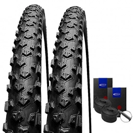 Impac Mountain Bike Tyres Set: 2x Impac Ridgepac Tyre MTB 26x 2.25 / 57-559+ Schwalbe Inner Tubes Lug Tread Racing Type