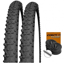 Impac Mountain Bike Tyres Set: 2x Impac Smartpac MTB Allround tyres-27, 5x2.25 / 584+ Conti Tubes Schrader Valve Set